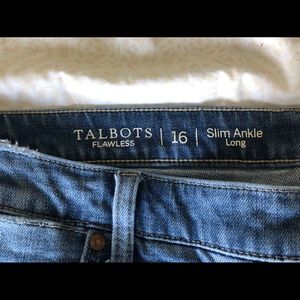 Talbots Slim Ankle De-Constructed Patch Jeans